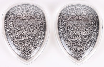 FINE SILVER 1/2 OZ SHIELD OF HENRY II FRANCE - (2)