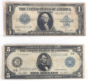 TWO VINTAGE SILVER CERTIFICATE U.S. BANKNOTES