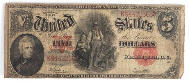 1907 SERIES $5 'WOODCHOPPER' FR#91 BANKNOTE