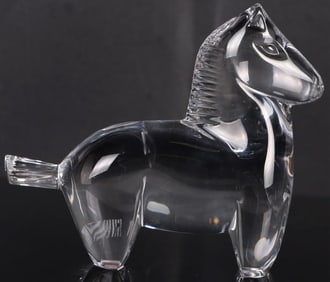 BACCARAT GUMP'S CRYSTAL TROJAN HORSE PAPERWEIGHT