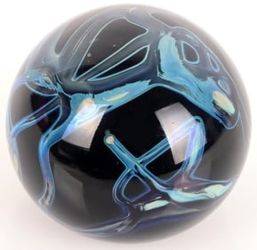 J. BYRON SIGNED ART GLASS PAPERWEIGHT