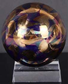 BEAUTIFUL ART GLASS BALL SIGNED JOE FLECK