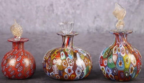 ITALIAN MURANO GLASS HAND-BLOWN PERFUME VASES