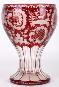 BOHEMIAN RUBY RED MOSER LARGE CRANBERRY GOBLET