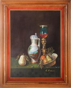 ORIGINAL R. BERAN STILL LIFE OIL PAINTING 21 X 17'