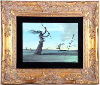 SIGNED SALVADOR DALI SURREALISM FRAMED PAINTING