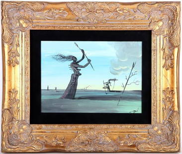 SIGNED SALVADOR DALI SURREALISM FRAMED PAINTING: Signed Salvador Dali (1904-1989) a Spanish surrealist artist surrealism frame painting. This painting is acrylic on what seems to be wood. It is very detailed and nicely done.Size: 19.5" x 15.75" Fram
