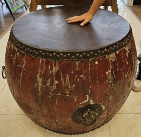 36' ANTIQUE CEREMONIAL CHINESE THUNDER DRUM