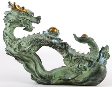 CHINESE FENG SHUI BRONZE DRAGON STATUE
