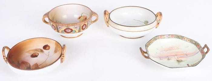 NIPPON HAND PAINTED BOWLS & PLATES ( 7)