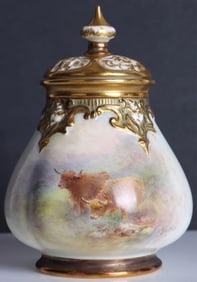 ROYAL WORCESTER POT POURRI VASE SIGNED H. STATON