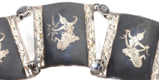 VINTAGE SIAM STERLING SILVER LADIES PANEL BELT