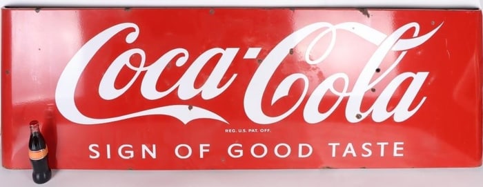 VINTAGE COCA COLA BENT END 68' METAL SIGN