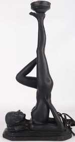 VINTAGE ART DECO NUDE LADY STATUE TABLE LAMP