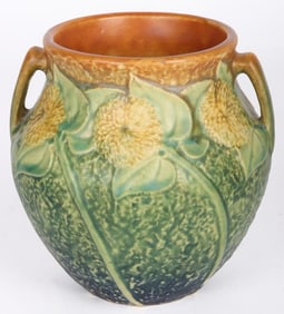 VINTAGE ROSEVILLE POTTERY 1930 SUNFLOWER VASE