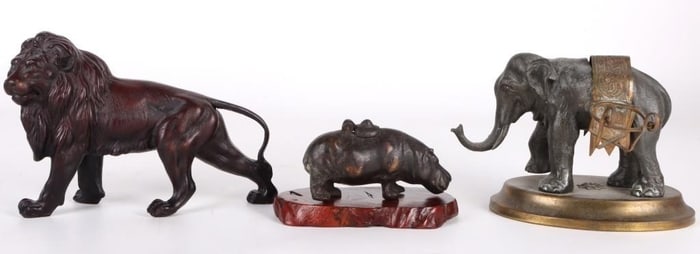 DETAILED CAST IRON ANIMAL SCULPTURES (3)