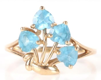 10K YELLOW GOLD BLUE TOPAZ HEART RING