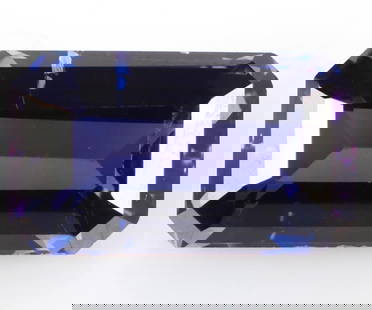 9.20CT BI-COLOR SAPPHIRE LOOSE GEMSTONE: 9.20ct emerald-cut bi-color blue and purple Sapphire loose semi-precious gemstone. Gemstone has been electronically tested and identified, tester does not distinguish between natural and lab grown.Sto