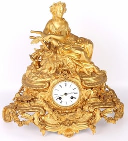 ORNATE CAST METAL GOLD VICTORIAN MANTLE CLOCK