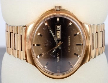 ZODIAC GOLD PLATED JUMBO SST 36000 70'S MENS WATCH