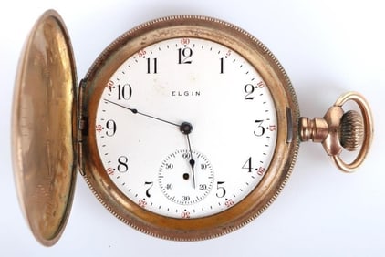 ANTIQUE BIRD & FLOWER CASE ELGIN GOLD FILLED WATCH