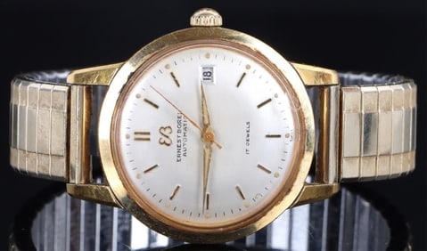 ERNEST BOREL AUTOMATIC GOLD-TONE WRISTWATCH