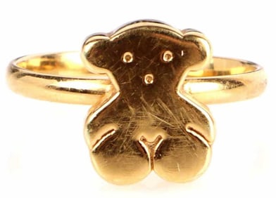 18K YELLOW GOLD TOUS BEAR MOTIF LADIES RING