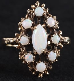 ANTIQUE 14K YELLOW GOLD OPAL LADIES RING