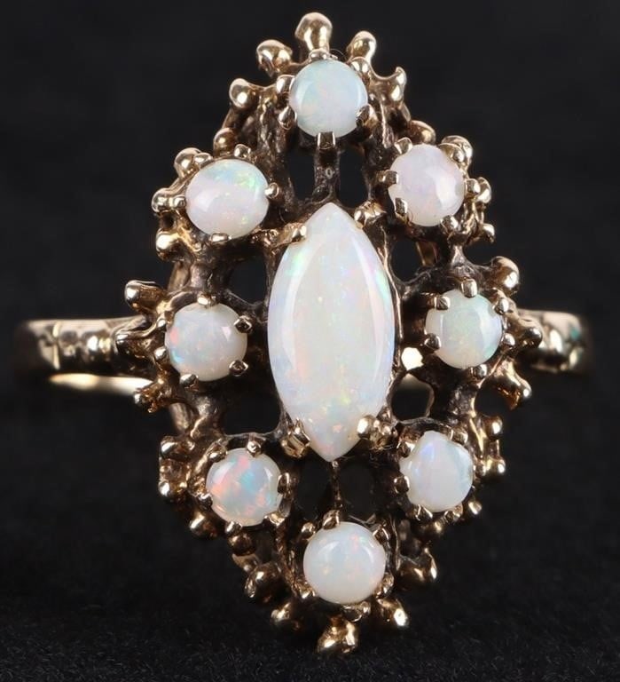 ANTIQUE 14K YELLOW GOLD OPAL LADIES RING (1 of 4)