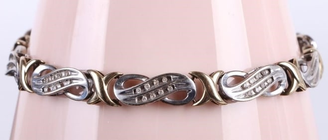 10K YELLOW & WHITE GOLD DIAMOND LADIES BRACELET