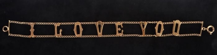 9K YELLOW GOLD 'I LOVE YOU' LADIES BRACELET
