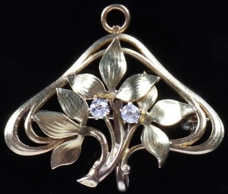 0.14CTW DIAMOND 14K GOLD BROOCH HYBRID