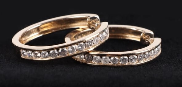 0.84CTW DIAMOND 10K YELLOW GOLD HOOP EARRINGS
