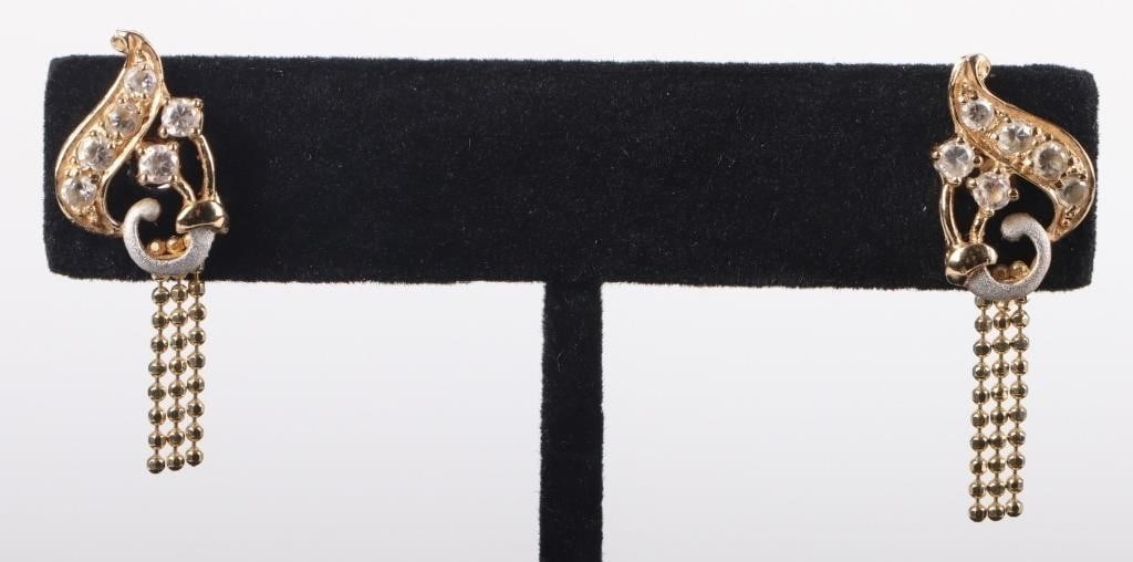 18K YELLOW GOLD CZ LADIES BUTTERFLY BACK EARRINGS (1 of 4)