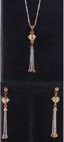 14K YELLOW & WHITE GOLD MATCHING JEWELRY SET