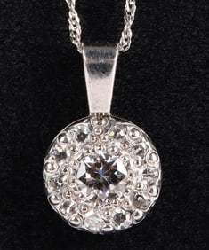 0.35CT NATURAL DIAMOND 14K GOLD PENDANT 10K CHAIN