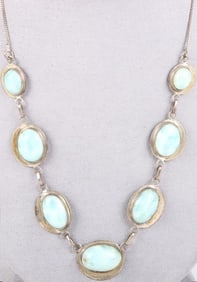 LARIMAR STERLING SILVER CABOCHON NECKLACE