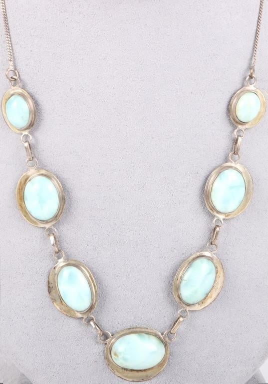 LARIMAR STERLING SILVER CABOCHON NECKLACE (1 of 5)