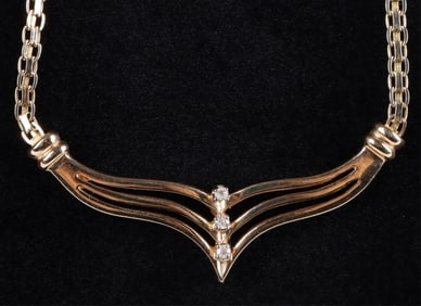 14K YELLOW GOLD DIAMOND LADIES NECKLACE