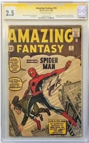 AMAZING FANTASY #15 CGC 2.5 STAN LEE SIGN 1ST SPDR