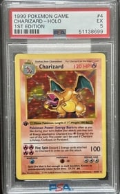 1ST EDITION SHADOWLESS CHARIZARD 4/102 PSA 5 EX