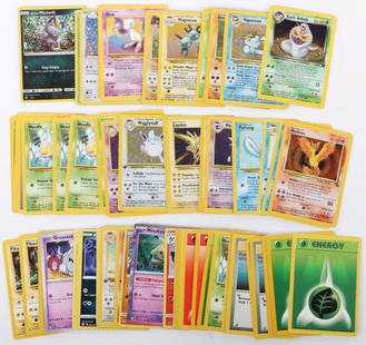 POKEMON COLLECIBLE HOLO 1998-2020 CARDS - (61): Pokemon collectible holo and original cards from 1998-2000. Lot of 61. Notable cards include Crabrawler 7/12, Chandelure 033/192, Hypno 8/62, Wigglytuff 16/64, Meowth 8/12, Rowlet 1/12, Furfrou 12/12,