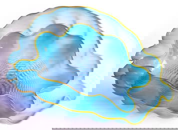 CHIHULY LARKSPUR BLUE SEAFORM BLOWN GLASS SET