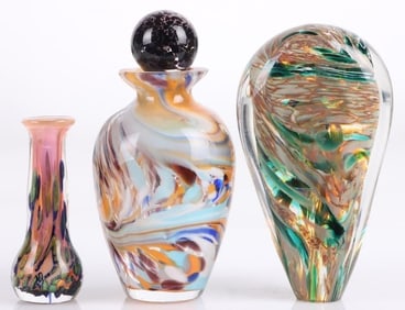 HAND-BLOWN MURANO GLASS TABLEWARE - LOT OF 3