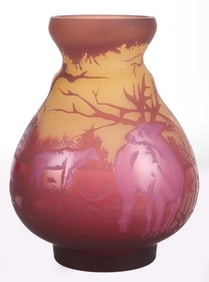 SIGNED CAMEO ART GLASSS SUNSET SAVANNAH VASE