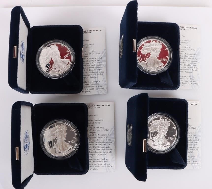 2000 P FINE SILVER PROOF 1 OZ AMERICAN EAGLE - (4) (1 of 5)