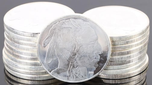 FINE SILVER 1 TROY OZ BUFFALO ROUNDS ROLL OF 20