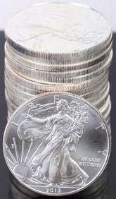 ROLL OF TWENTY U.S. MINT 2013 FINE SILVER EAGLES