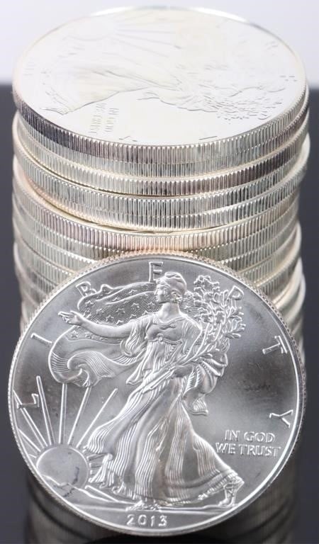 ROLL OF TWENTY U.S. MINT 2013 FINE SILVER EAGLES (1 of 4)