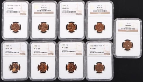 1956-1963 LINCOLN WHEAT/MEMORIAL CENT NGC PF-68 RD